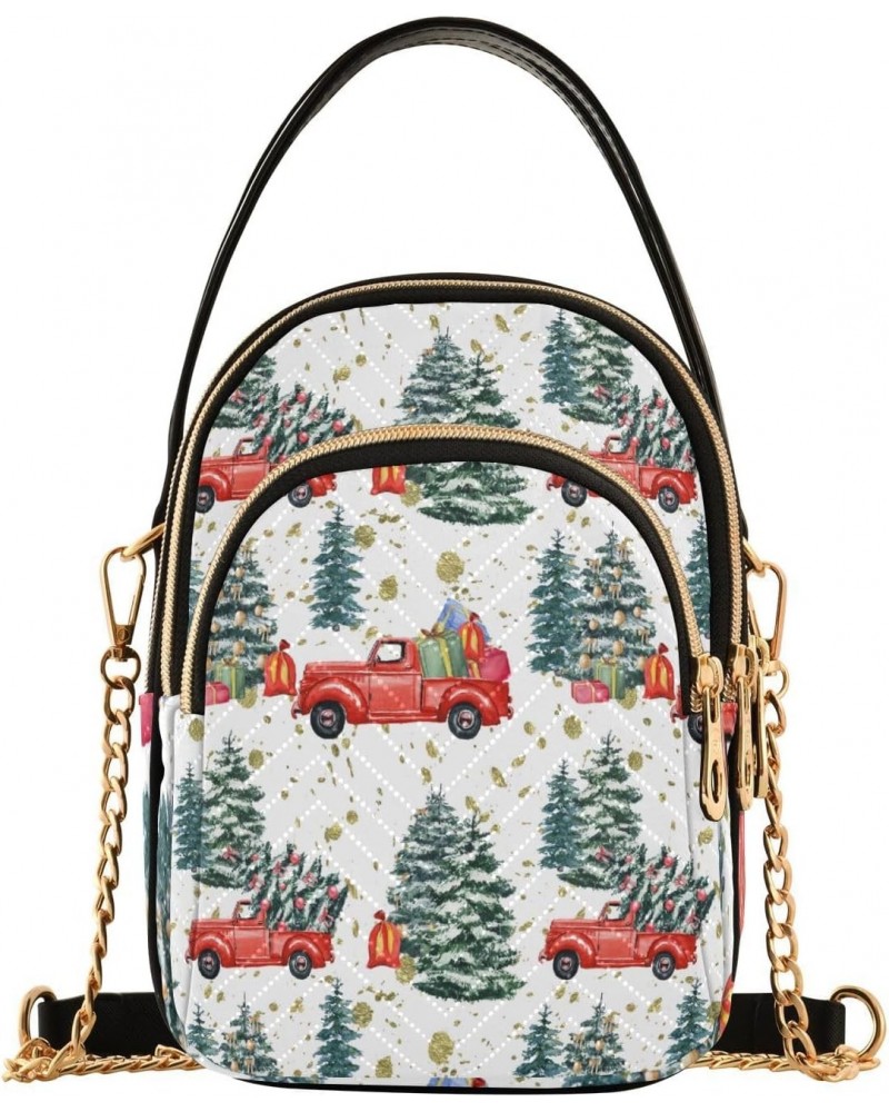 Christmas Retro Truck Tree Crossbody Bags for Women Cross Body Purses Side Bag with Chain Strap for Gifts Women $13.51 Crossb...