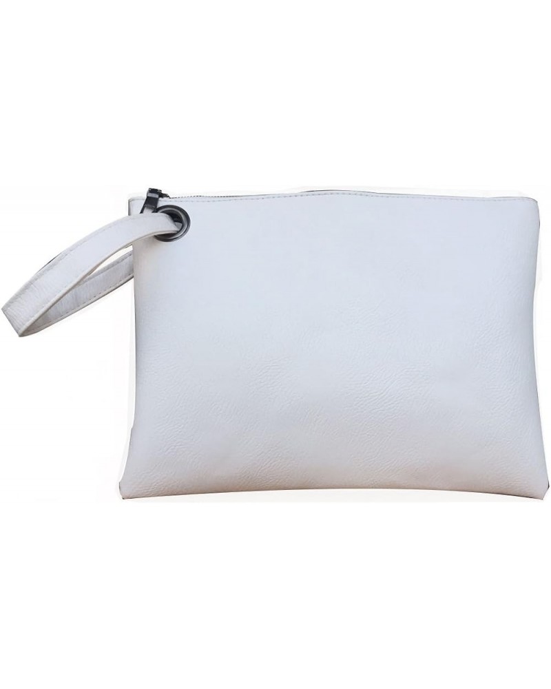 Oversized Clutch Bag Purse and Handbag Womens Large PU Leather Evening Wristlet Handbags White $10.06 Evening Bags