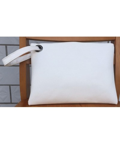 Oversized Clutch Bag Purse and Handbag Womens Large PU Leather Evening Wristlet Handbags White $10.06 Evening Bags