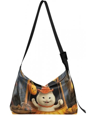 Reggae Color PU Leather Shoulder Bag Shoulder Tote Bag Men's Cross Body Bag Halloween Cat Pumpkin Car $17.01 Hobo Bags