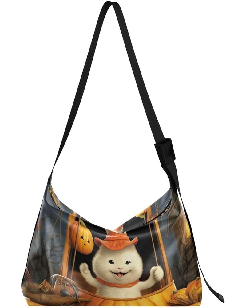 Reggae Color PU Leather Shoulder Bag Shoulder Tote Bag Men's Cross Body Bag Halloween Cat Pumpkin Car $17.01 Hobo Bags