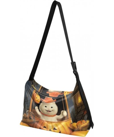 Reggae Color PU Leather Shoulder Bag Shoulder Tote Bag Men's Cross Body Bag Halloween Cat Pumpkin Car $17.01 Hobo Bags