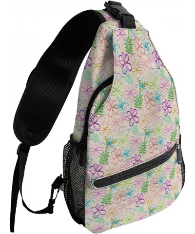 Sling Bag Crossbody Bag for Women Men Flowers Farm Gradient Colorful Floral Waterproof Hiking Backpack Lightweight Chest Shou...