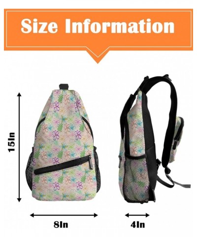 Sling Bag Crossbody Bag for Women Men Flowers Farm Gradient Colorful Floral Waterproof Hiking Backpack Lightweight Chest Shou...