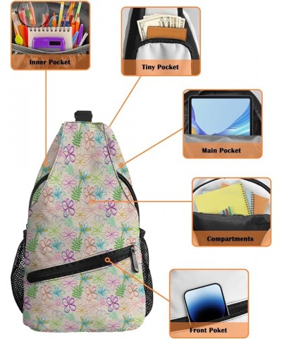 Sling Bag Crossbody Bag for Women Men Flowers Farm Gradient Colorful Floral Waterproof Hiking Backpack Lightweight Chest Shou...