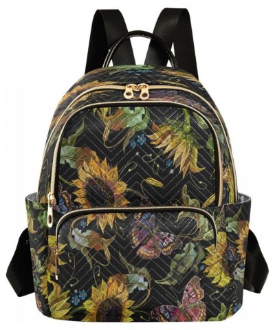 Vintage Sunflower and Butterfly Women Backpack Purse Ladies Fashion Shoulder Bag Daypack Travel Bag 7.5L Medium $17.35 Backpacks