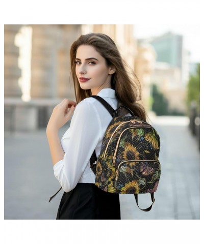 Vintage Sunflower and Butterfly Women Backpack Purse Ladies Fashion Shoulder Bag Daypack Travel Bag 7.5L Medium $17.35 Backpacks