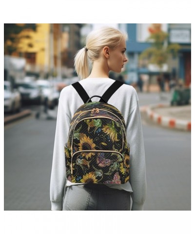 Vintage Sunflower and Butterfly Women Backpack Purse Ladies Fashion Shoulder Bag Daypack Travel Bag 7.5L Medium $17.35 Backpacks