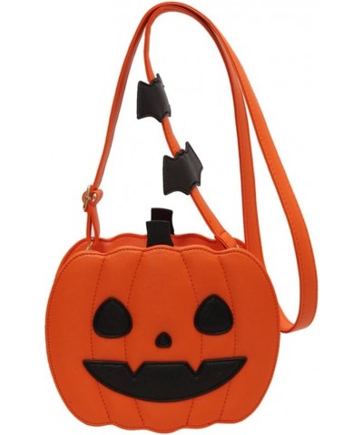 Women Pumpkin Satchel Bag PU Leather Novelty Pumpkin Purse with Zipper Adjustable Strap Female Daily Halloween Bag Style 3 $3...