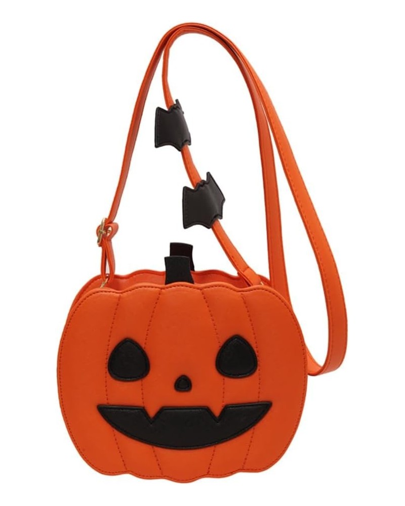 Women Pumpkin Satchel Bag PU Leather Novelty Pumpkin Purse with Zipper Adjustable Strap Female Daily Halloween Bag Style 3 $3...