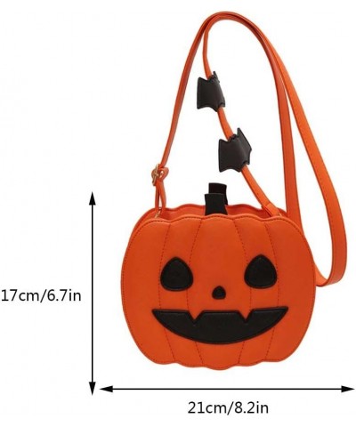 Women Pumpkin Satchel Bag PU Leather Novelty Pumpkin Purse with Zipper Adjustable Strap Female Daily Halloween Bag Style 3 $3...