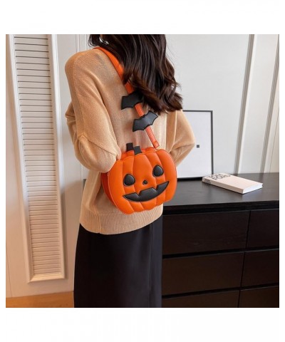 Women Pumpkin Satchel Bag PU Leather Novelty Pumpkin Purse with Zipper Adjustable Strap Female Daily Halloween Bag Style 3 $3...