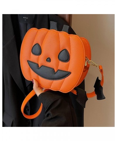 Women Pumpkin Satchel Bag PU Leather Novelty Pumpkin Purse with Zipper Adjustable Strap Female Daily Halloween Bag Style 3 $3...