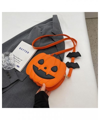 Women Pumpkin Satchel Bag PU Leather Novelty Pumpkin Purse with Zipper Adjustable Strap Female Daily Halloween Bag Style 3 $3...