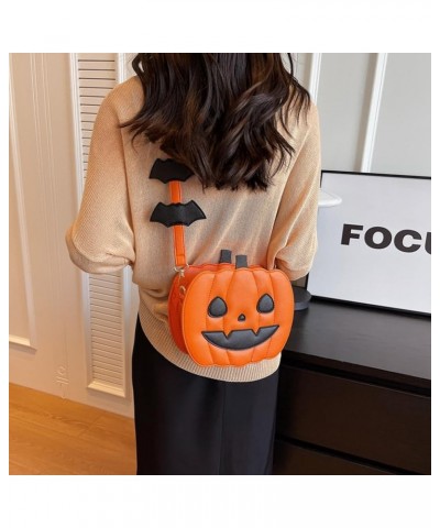 Women Pumpkin Satchel Bag PU Leather Novelty Pumpkin Purse with Zipper Adjustable Strap Female Daily Halloween Bag Style 3 $3...