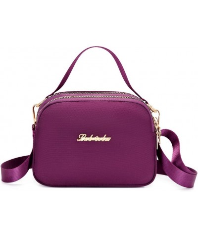 Women Crossbody Bag 3 Layer Zipper Small Shoulder Travel Handbag Cellphone Pouch Purple $11.39 Crossbody Bags