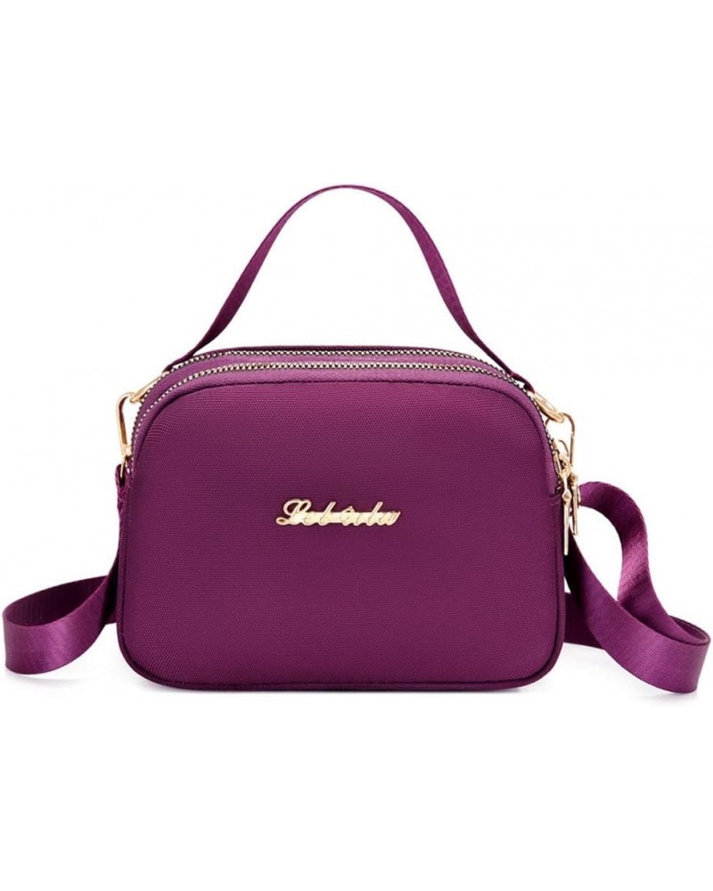 Women Crossbody Bag 3 Layer Zipper Small Shoulder Travel Handbag Cellphone Pouch Purple $11.39 Crossbody Bags