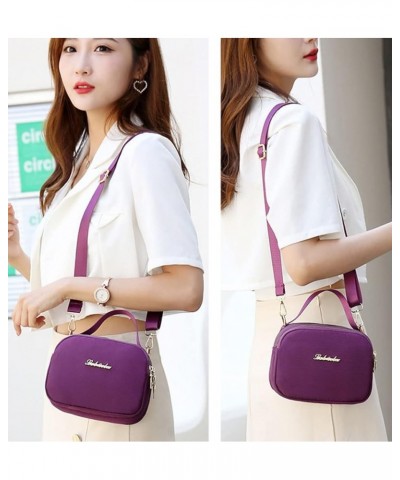 Women Crossbody Bag 3 Layer Zipper Small Shoulder Travel Handbag Cellphone Pouch Purple $11.39 Crossbody Bags