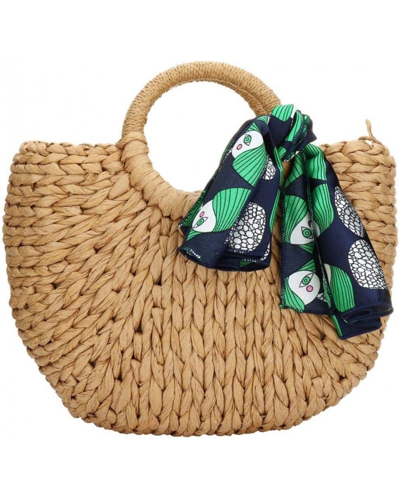 Women Summer Beach Bag, Straw Handbag Top Handle Big Capacity Travel Tote Purse Hand Woven Straw Large Hobo Bag With Scarves ...