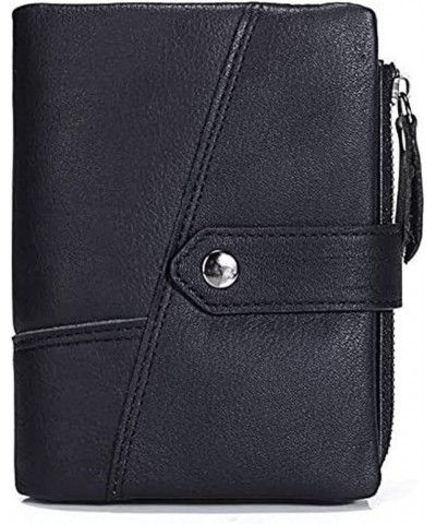 Short Wallet Top Layer Leather Men's Bag Leather Handbag Zipper Coin Holder Vertical Tri-fold Fashion Trend (Color : Coffee) ...