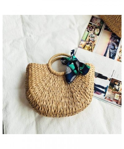 Women Summer Beach Bag, Straw Handbag Top Handle Big Capacity Travel Tote Purse Hand Woven Straw Large Hobo Bag With Scarves ...