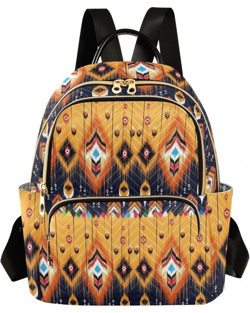 Retro Ikat Ethnic Theme Mini Backpack Purse for Women, Geometric Travel Backpack Fashion Backpack Handbag Shoulder Bag Small ...