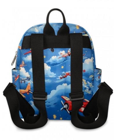 Cartoon Airplane Print Small Backpack for Women Ladies Mini Backpack Travel Casual Backpack Purse Satchel Daypack $19.56 Back...