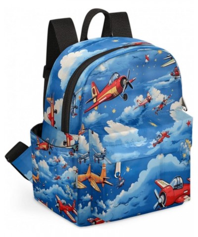 Cartoon Airplane Print Small Backpack for Women Ladies Mini Backpack Travel Casual Backpack Purse Satchel Daypack $19.56 Back...