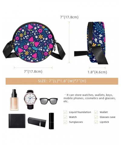 Butterfly Navy Blue Crossbody Bag for Women Teen Girls Round Canvas Shoulder Bag Purse Tote Handbag Bag $11.96 Totes