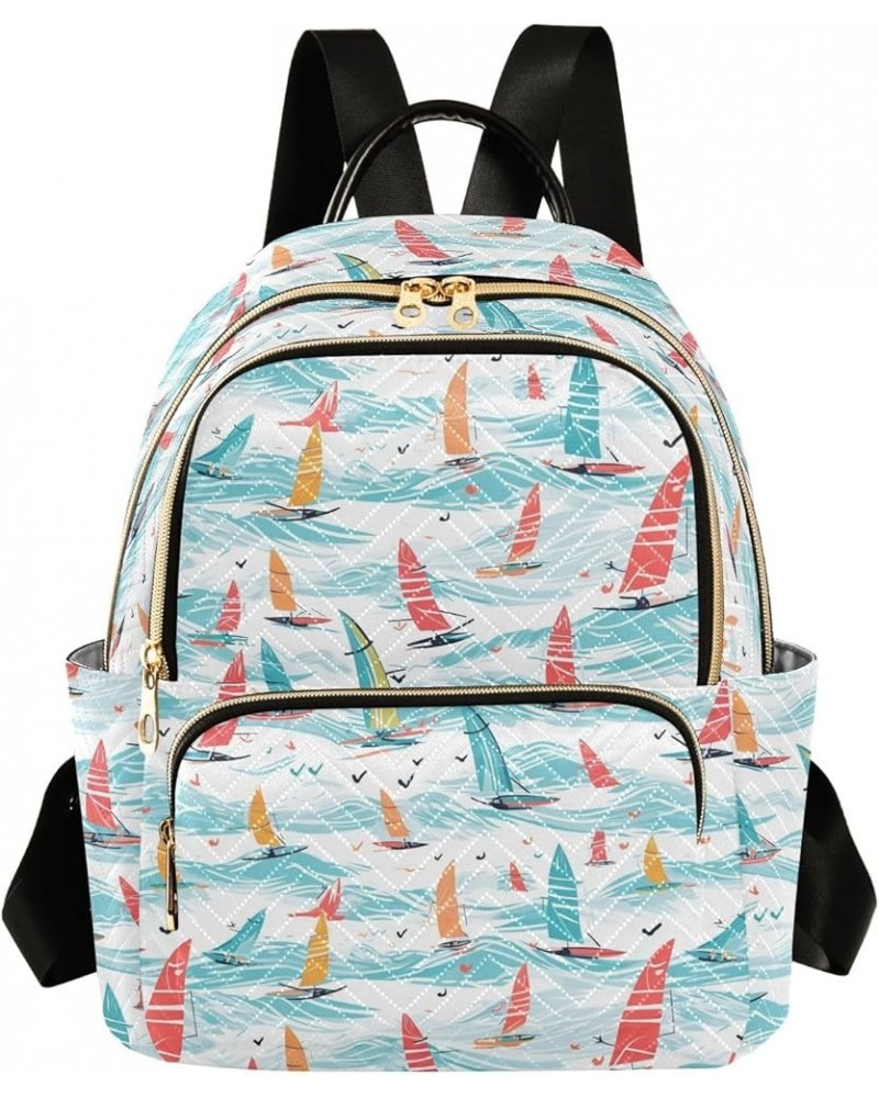 Cartoon Boat Fashion Backpack Purse for Women, Casual Daypacks, Ladies Gift for Traveling Hiking Multicolor Medium $14.57 Bac...