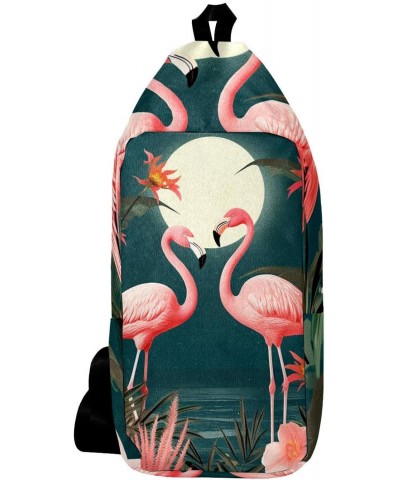 Crossbody Bags for Women,Crossbody Bag Men,Small Sling Bag,Floral Flamingos Jungle Moon,Crossbody Purse $11.09 Crossbody Bags