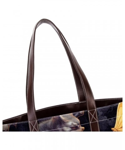 Bat Canvas Leather Mix Hand-held Bag 13.3x4.7x12.2 in - Stylish and Spacious Fashion Statement $19.20 Handbags