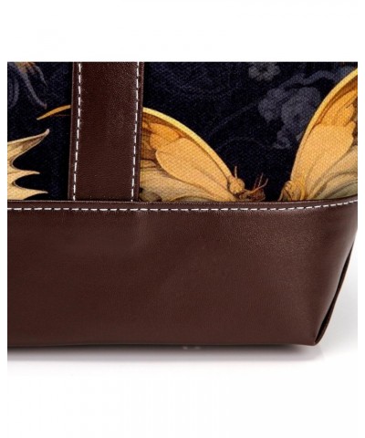 Bat Canvas Leather Mix Hand-held Bag 13.3x4.7x12.2 in - Stylish and Spacious Fashion Statement $19.20 Handbags