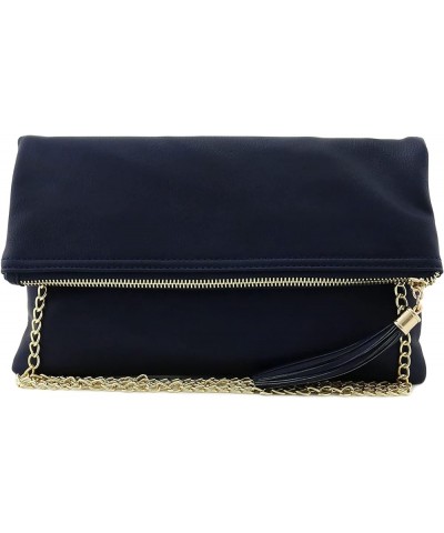 Envelope Clutch Bags for Women Foldover Crossbody Tassel Wallet with Chain Strap, Elegant Evening Purse 1-navy-lp $14.70 Wris...