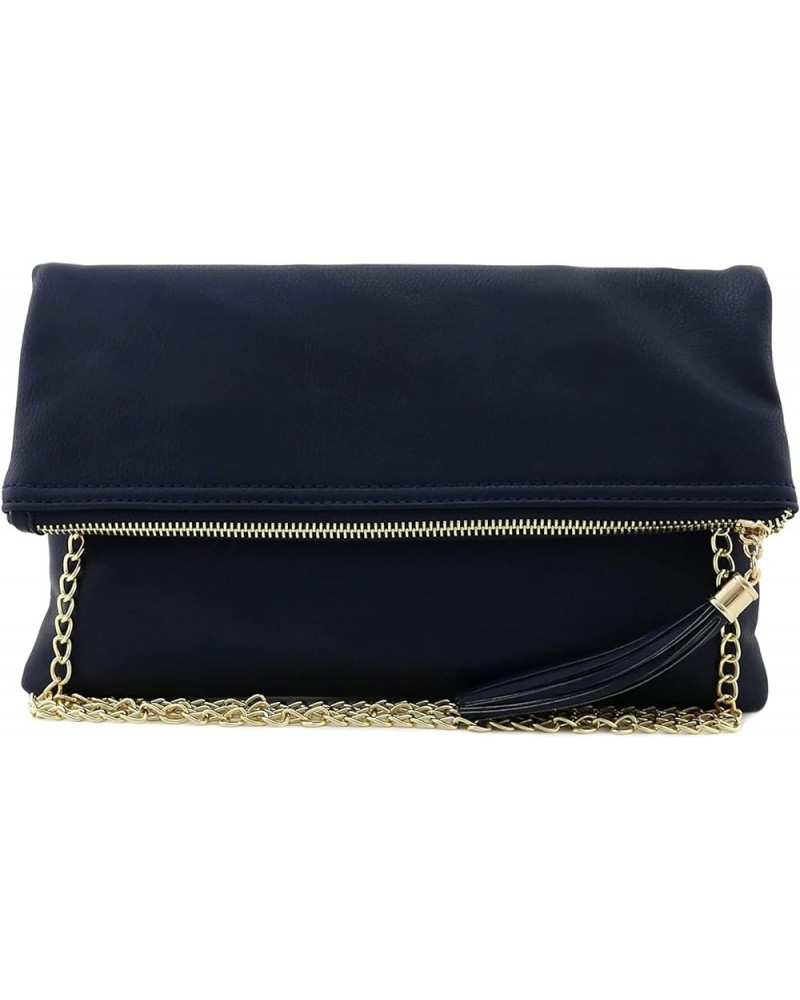 Envelope Clutch Bags for Women Foldover Crossbody Tassel Wallet with Chain Strap, Elegant Evening Purse 1-navy-lp $14.70 Wris...