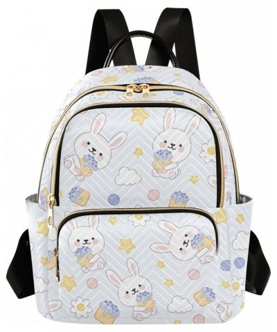 Cute Rabbit Strawberry Rainbow Backpack Purse for Women Lightweight Back Pack Casual Daypack Travel Shoulder Bag Bookbag - M ...