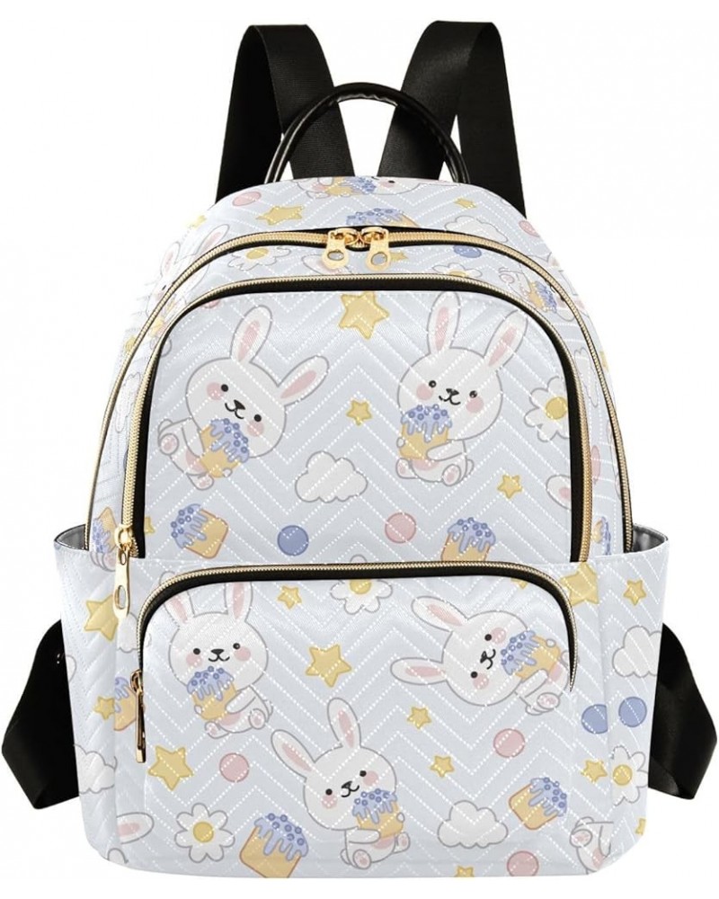 Cute Rabbit Strawberry Rainbow Backpack Purse for Women Lightweight Back Pack Casual Daypack Travel Shoulder Bag Bookbag - M ...