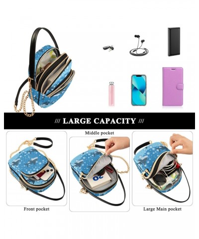 Crossbody Bag for Women, Shark Blowing Bubbles Phone Purse Detachable Chain Bag Shoulder Handbag Wallet $13.91 Crossbody Bags