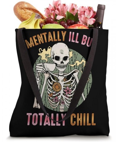 Mentally Ill But Totally Chill Hipster Halloween Flowers Tote Bag $13.50 Totes