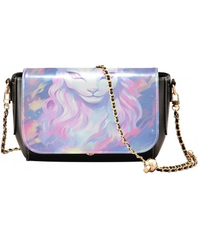 Unicorn Galaxy Leather Crossbody Bag for Women Small Handbag with Chain Strap, Flip-Top Crossbody Purse $22.39 Crossbody Bags