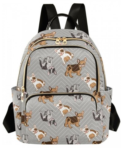 Cute French Bulldog Dogs Grey Backpack for Women Shoulder Bag Lightweight Mini Backpack Casual Daypack for Travel Mini(10.23'...