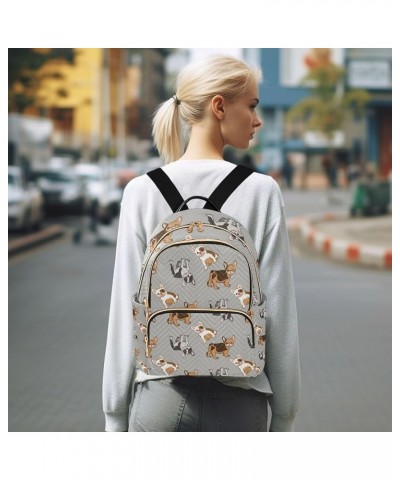 Cute French Bulldog Dogs Grey Backpack for Women Shoulder Bag Lightweight Mini Backpack Casual Daypack for Travel Mini(10.23'...