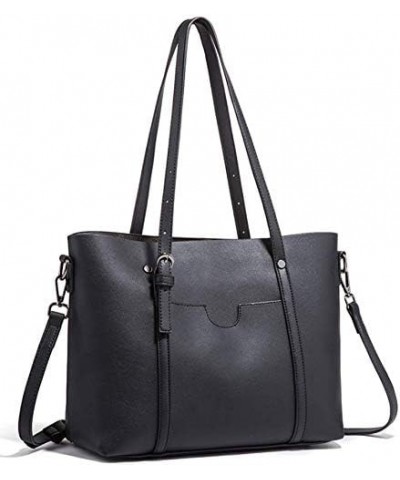 Women Handbag Leather Satchel Purse Shoulder Bag Vintage Top Handle Handbag Work Tote Bag Black $18.87 Totes