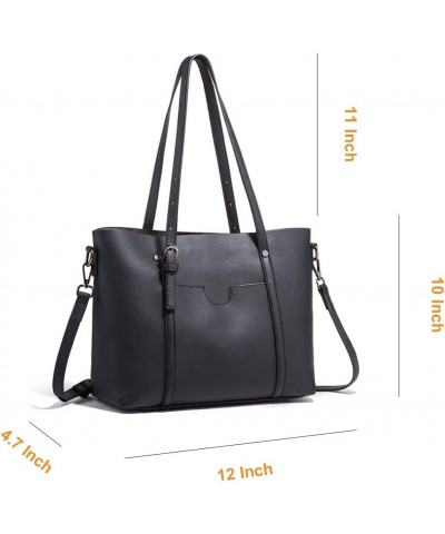 Women Handbag Leather Satchel Purse Shoulder Bag Vintage Top Handle Handbag Work Tote Bag Black $18.87 Totes