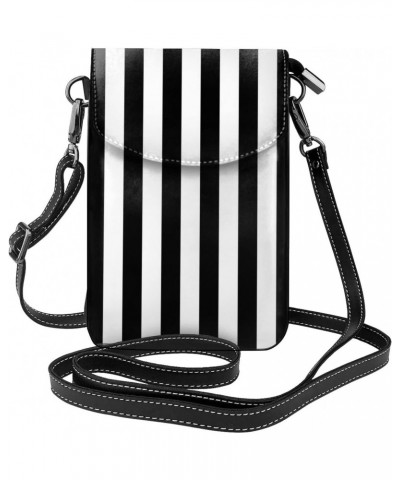 women Small Cell Phone Purse Black & White Stripe picture Soft, durable and waterproof PU leather Convenient for daily use an...