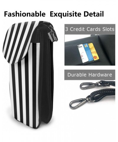 women Small Cell Phone Purse Black & White Stripe picture Soft, durable and waterproof PU leather Convenient for daily use an...