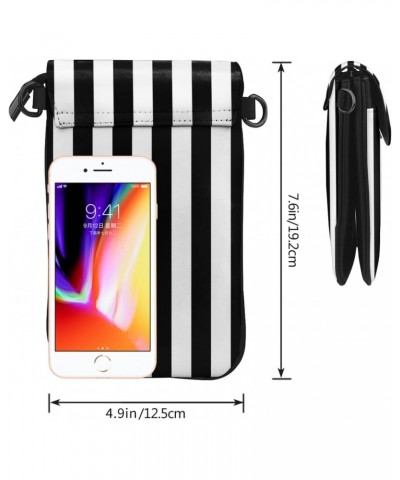 women Small Cell Phone Purse Black & White Stripe picture Soft, durable and waterproof PU leather Convenient for daily use an...