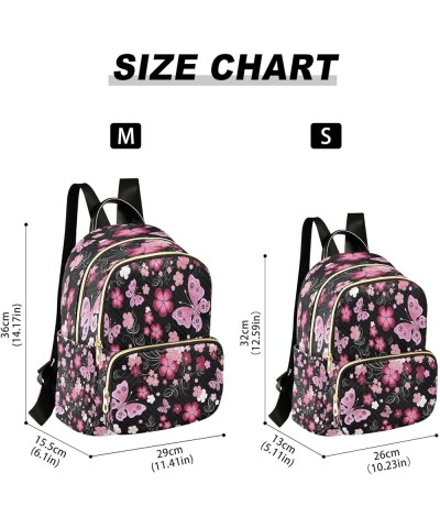 Cherry Blossom Flower Black Women Backpack Purse Ladies Fashion Shoulder Bag Daypack Travel Bag 10L Medium $19.59 Backpacks