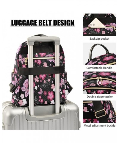 Cherry Blossom Flower Black Women Backpack Purse Ladies Fashion Shoulder Bag Daypack Travel Bag 10L Medium $19.59 Backpacks