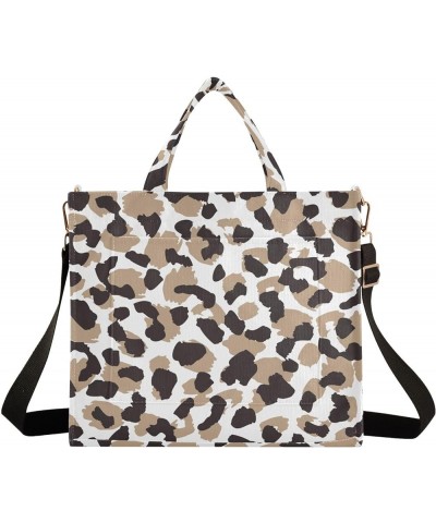 Brown Black Leopard Tote Bag for Women Crossbody Bags Corduroy Shoulder Bag Tote Handbag for Office Trip Gifts Multi $9.46 Totes